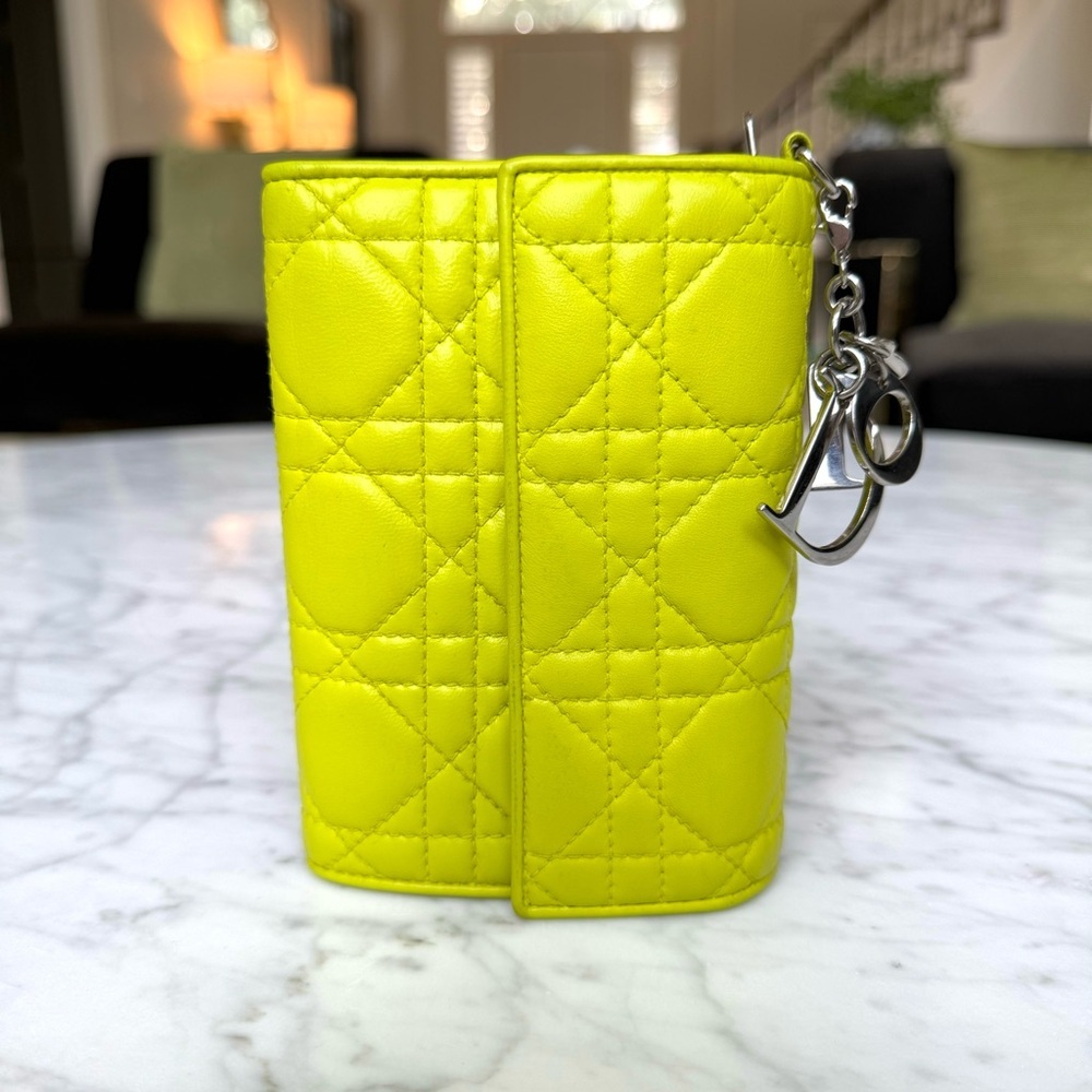 Christian Dior Cannage Wallet Leather Purse Yellow